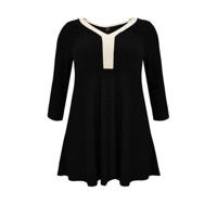 Yoek tuniek OBLIE met textuur zwart/ecru