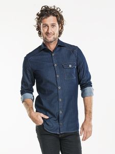 Chaud Devant 620 Men Blue Denim Stretch Overhemd