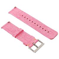 By Qubix - Canvas nylon bandje Compatible met Fitbit Versa 1/2 & Lite - Roze - Compatible fitbit bandje