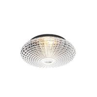 QAZQA - Klassiek | Antiek Klassieke plafondlamp zwart met smoke glas 35 cm IP44 - Nohmi | Buitenverlichting | Woonkamer | Slaapkamer | Keuken - Glas Rond - E27 Geschikt voor LED - Max. 2 x 60 Watt