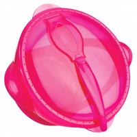 Nuby Kom Met Zuigring, Lepel En Deksel 20 Cm Roze 6m+ 3-delig