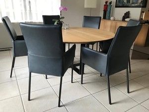 Set van 6 leren eetkamerstoelen - blauw leer - Echt leer, Modern, ontdek de vele Leersoorten en Kleuren bij ShopX