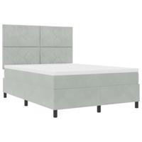 vidaXL Boxspringbed met matras en LED fluweel lichtgrijs 140x200 cm