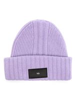 Y-3 bonnet en maille nervurée à patch logo - Violet