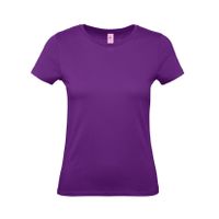 Paars basic t-shirts met ronde hals voor dames van katoen