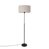 QAZQA - Design Vloerlamp zwart verstelbaar met kap lichtgrijs 50 cm - Parte | Woonkamer | Slaapkamer | Keuken - Staal Rond - E27 Geschikt voor LED - Max. 1 x 60 Watt