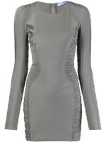 Mugler robe froncée à manches longues - Gris