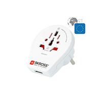 SKROSS | 1.500260 | World to Europe USB | Reisadapter van de wereld naar Europa met 1 USB 2.4A - Spanning en vermogen: 100V - 1600W / 250V - 4000W. Anti-schokbescherming
