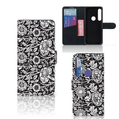 Motorola Moto G8 Plus Hoesje Black Flowers
