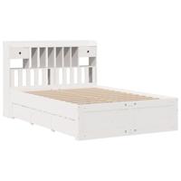 vidaXL Boekenkastbed zonder matras massief grenenhout wit 140x190 cm, bed, slaapkamermeubel, bed met opbergruimte, tweepersoonsbed, houten bed