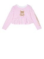 Moschino Kids haut péplum à rayures - Rose