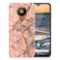 Nokia 5.3 TPU Siliconen Hoesje Marmer Oranje - thumbnail