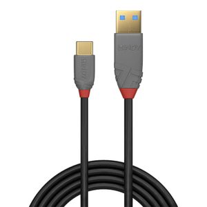 Lindy 36887 2m USB A USB C Mannelijk Mannelijk Zwart, Grijs USB-kabel