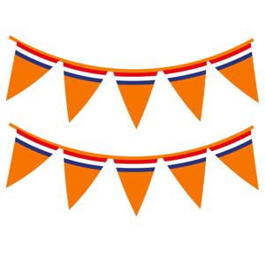 Bellatio decorations Slinger - Oranje Holland vlaggenlijn met Nederlandse vlag - 10 meter