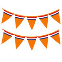 Bellatio decorations Slinger - Oranje Holland vlaggenlijn met Nederlandse vlag - 10 meter - thumbnail