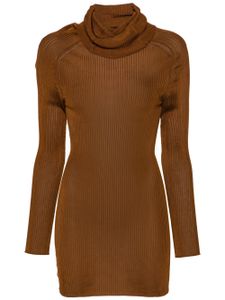 Victoria Beckham pull long à design nervuré - Marron