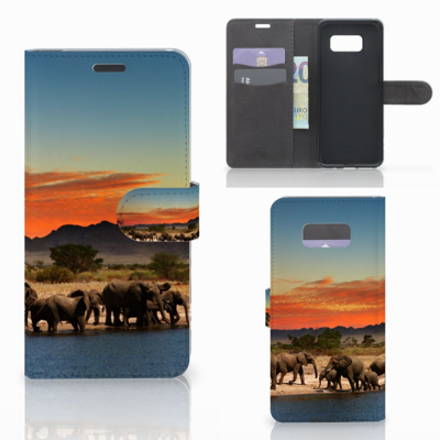 Samsung Galaxy S8 Plus Telefoonhoesje met Pasjes Olifanten Samsung Galaxy S8 Plus Telefoonhoesje met Pasjes Olifanten
