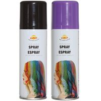 Carnaval verkleed haar verf/spray - zwart en paars - spuitbus - 125 ml