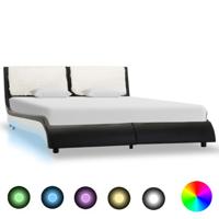 vidaXL Bedframe met LED kunstleer zwart en wit 120x200 cm
