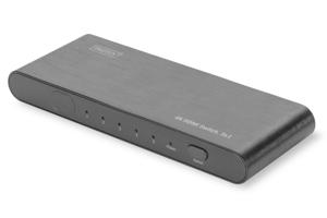 Digitus DS-45317 HDMI-switch 5 poorten Met metalen behuizing, Ultra HD-geschikt, Met aluminium behuizing, LED-weergave, Met afstandsbediening 4096 x 2160 Pixel