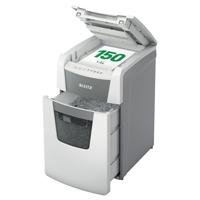 Leitz IQ Autofeed Papierversnipperaar P5 Microsnippers Voor Klein Kantoor, Automatisch, 150 Vellen, Opvangbak Met een Capaciteit Van 44 Liter, Wit, 80140000
