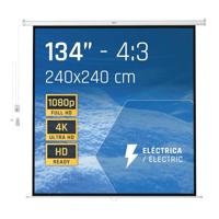 iggual Projectiescherm 334 cm (134 inch), elektrisch, oprolbaar, vierkant, 1:1, verstelbare afstand, afstandsbediening, AUX-schakelaar, geschikt voor wand/plafond, compatibel met 4K en elke projector