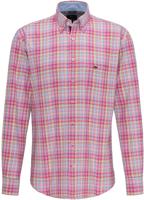 Fynch-Hatton Heren Overhemd Roze Ruit Oxford Button-Down Casual Fit