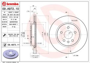 Remschijf BREMBO, Remschijftype: Binnen geventileerd, u.a. für Saab, Vauxhall, Opel, Chevrolet