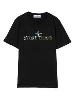 Stone Island Junior t-shirt à logo imprimé - Noir