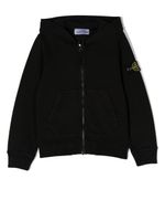 Stone Island Junior hoodie zippé à patch logo - Noir