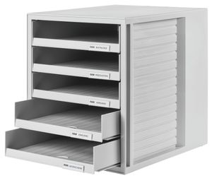 HAN Schubladenbox SCHRANK-SET 1401-11 Ladebox Lichtgrijs DIN A4 Aantal lades: 5