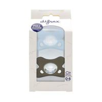 Difrax Fopspeen Natural 0-6m 2pack Blauw/grijs