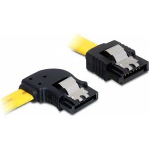 Delock 82824 SATA 6 Gb/s Kabel recht naar links haaks 30cm geel