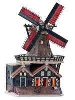 Dickensville Molen de Rat met draaiende wieken IJlst 28 cm led