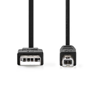 Nedis USB-Kabel | USB 3.2 Gen 1 | USB-A Male | USB-B Male | 5 Gbps | Vernikkeld | 2.00 m | Rond | PVC | Zwart | Doos - CCGB61100BK20