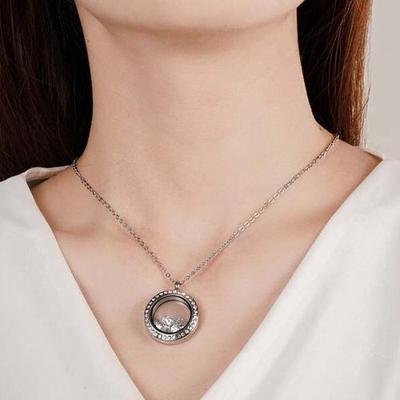 Ketting met ronde hanger & kristal Ketting met ronde hanger & kristal