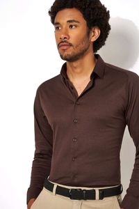 Desoto Slim Fit Jersey shirt bruin, Effen