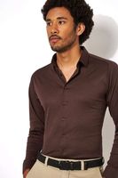 Desoto Slim Fit Jersey shirt bruin, Effen - thumbnail