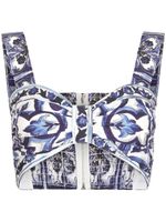 Dolce & Gabbana bralette à imprimé Majolica - Bleu