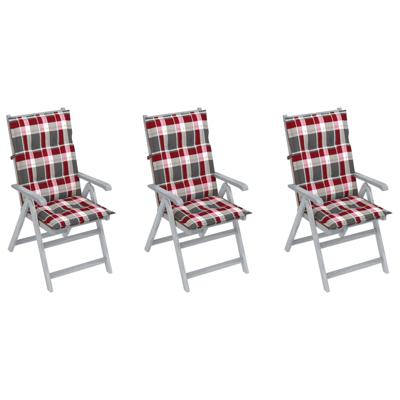 vidaXL Tuinstoelen 3 st verstelbaar met kussens massief acaciahout vidaXL Tuinstoelen 3 st verstelbaar met kussens massief acaciahout