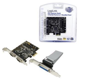 LogiLink PC0033 Seriële/parallelle interfacekaart Parallel (IEEE 1284), Serieel (9-pol.) PCIe