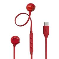JBL Tune 305 C Bedraade in-ear oortjes met microfoon, met JBL Pure Bass Sound en een 3-knops afstandsbediening, in het rood