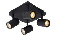 Lucide LENNERT - Plafondspot Badkamer - LED Dimb. - GU10-4x5W 3000K - IP44 - Zwart