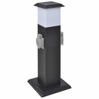 vidaXL Buitenstopcontact op Zuil met Lamp Zwart Buiten Tuin Stopcontact Licht