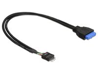 DeLOCK USB 3.0 19 pin - USB 2.0 8 pin 45cm USB-kabel 0,45 m 2.0/3.2 Gen 1 (3.1 Gen 1) Zwart - thumbnail