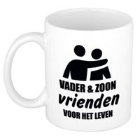 Vader en zoon cadeau koffiemok / theebeker wit 330 ml - Cadeau mokken / Vaderdag - thumbnail