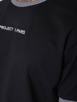 Project X Paris / t-shirt Checked Sleeves in zwart Project X Paris / t-shirt Checked Sleeves in zwart