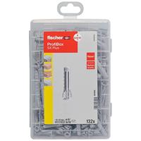 fischer Profi-Box SX Plus pluggen, pluggendoos met 132 pluggen (60 st. 6 x 30, 60 st. 8 x 40, 12 st. 10 x 50), praktische pluggenset voor doe-het-zelvers & professionals, zonder schroeven