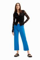 Effen cropped denim broek. - BLUE - 42