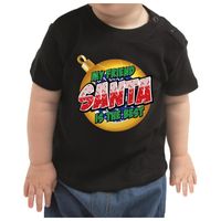 Peuter kerst shirt my friend Santa is the best voor meisje / jongen zwart 98 (13-36 maanden)  - - thumbnail